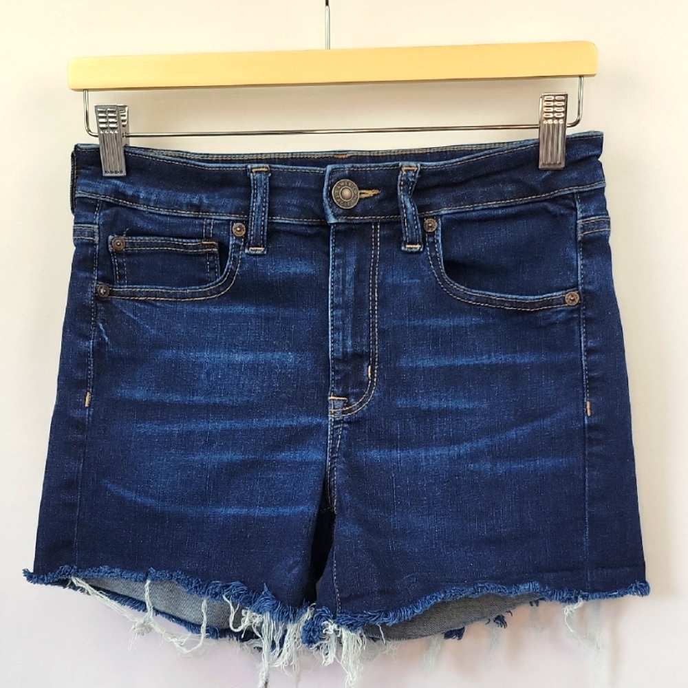 American Eagle High Rise Shortie Jean Shorts Dark Wash